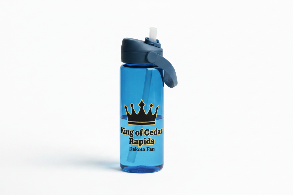 Dakota Fan King of Cedar Rapids Flip Straw Water Bottle